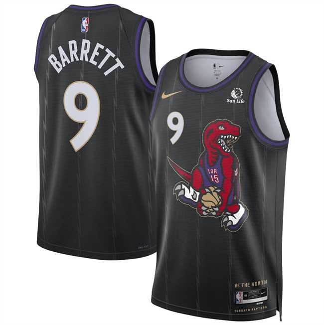 Mens Toronto Raptors #9 RJ Barrett Black 2024-25 City Edition Stitched Jersey Dzhi